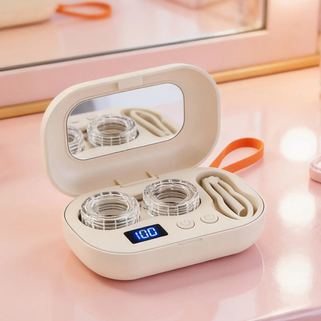 Ultrasonic Contact Lens Cleaning Machine Mini Electric Contact Lens Cleaner Compact Deep Cleaning Device Machine For Travel