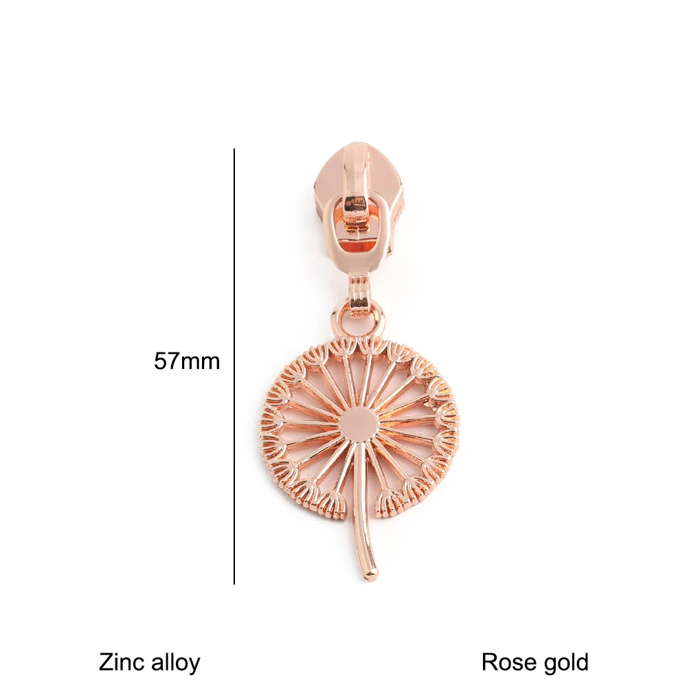10/30/100PCS 5# Dandelion,Fern Leaf Shape Limited Letter Embossed Zipper Puller Sliders For Handbag Backpack Garment Accessories