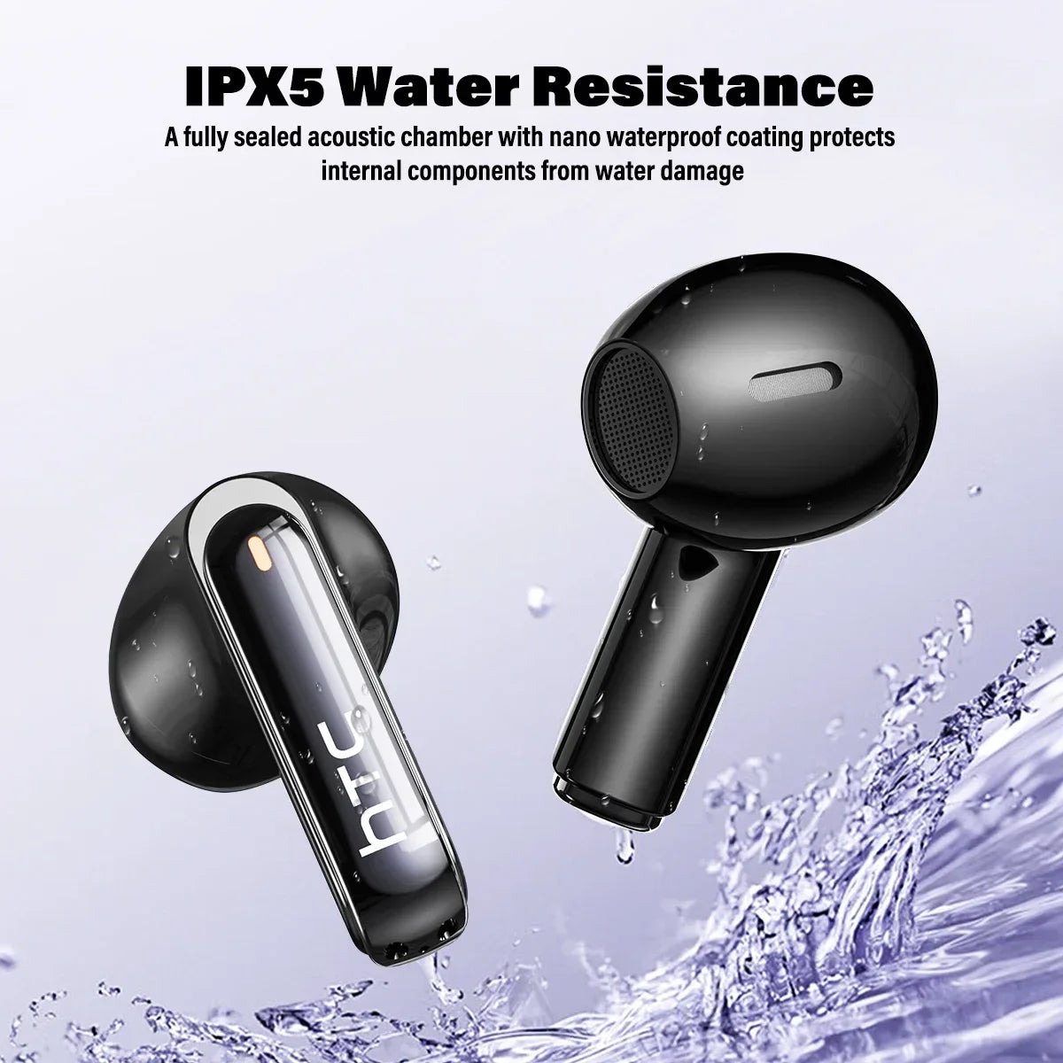 HTC NE70 Bluetooth Earphones Touch Screen TWS In-Ear Wireless Headphones AI Translator Noise Reduction Earbuds Game Heatset