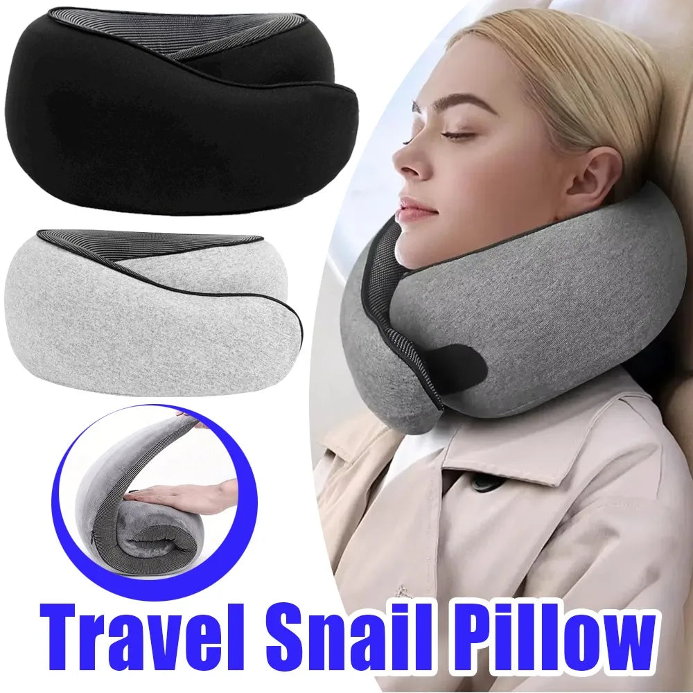 1 Pcs Pure Memory Foam Neck Pillow For Airplanes Comfortable Breathable Cover 360° Support Stowable Pillows For Sleeping Car
