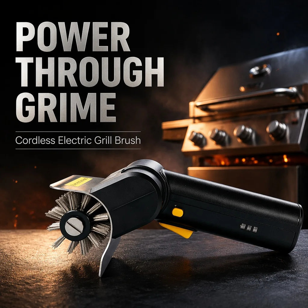 Electric BBQ Grill Brush Automatic Barbecue Cleaning Brush Rust Remover Cleaner Outdoor Grill Grate Washing Tool