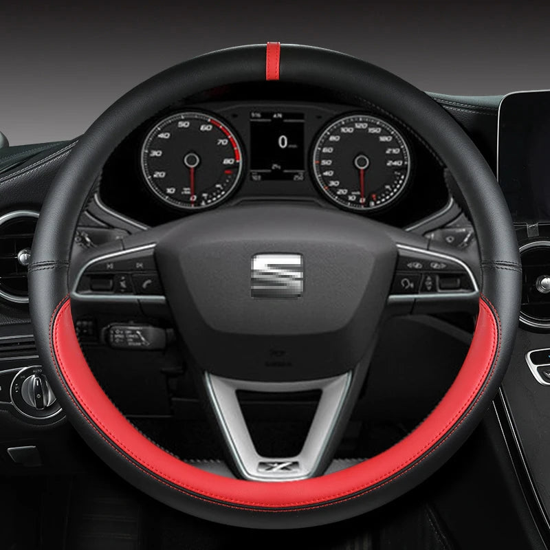 Microfiber Leather Car Steering Wheel Cover Non-Slip 38cm For Seat Tarraco Arona Ateca Ibiza Toledo Mii Leon Arosa Exeo ST FR