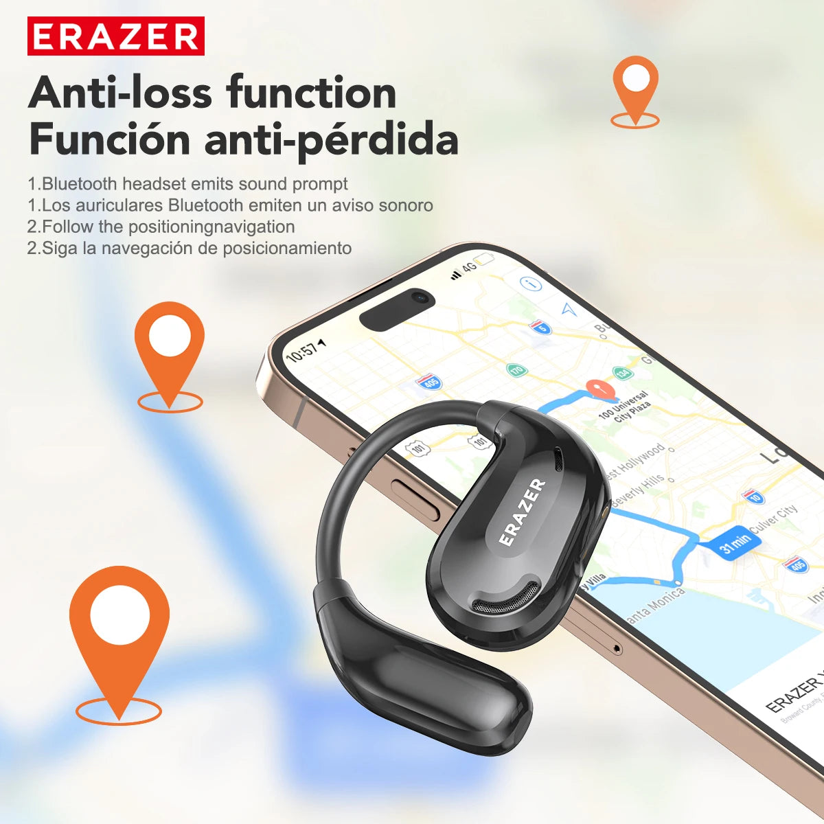 ERAZER XT66PRO Wireless Bluetooth Earphones AI Translator Earbuds With Mic HD Call Low Latency Headphones Sports Game Headsets