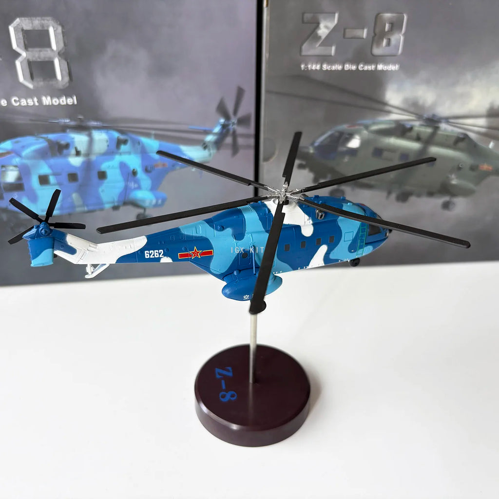 Diecast  1: 144 Scale Armed Aircraft With Propellers Straight 8 Z8 Model WZ-8 Z-8 Dolphin Helicopter Alloy Model Gifts