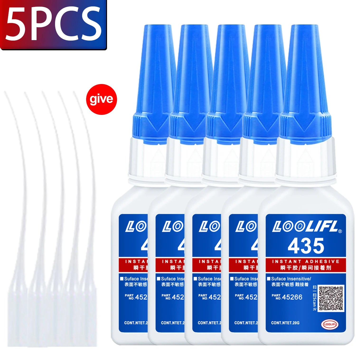 LOOLIFL 435 Multi-Purpose Super Glue Cyanoacrylate Adhesive Instant Fast Adhesive Rubber Wood Glass Stronger All Bonding Tool