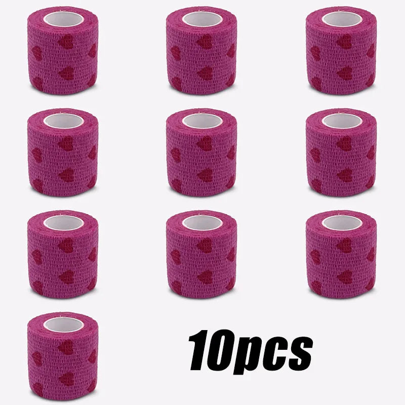 Printed Self Elastic Adhesive Athletic Tape Wraps 2.5cm Sports Colorful Bandage for Tattooing Finger Joint Knee Pet