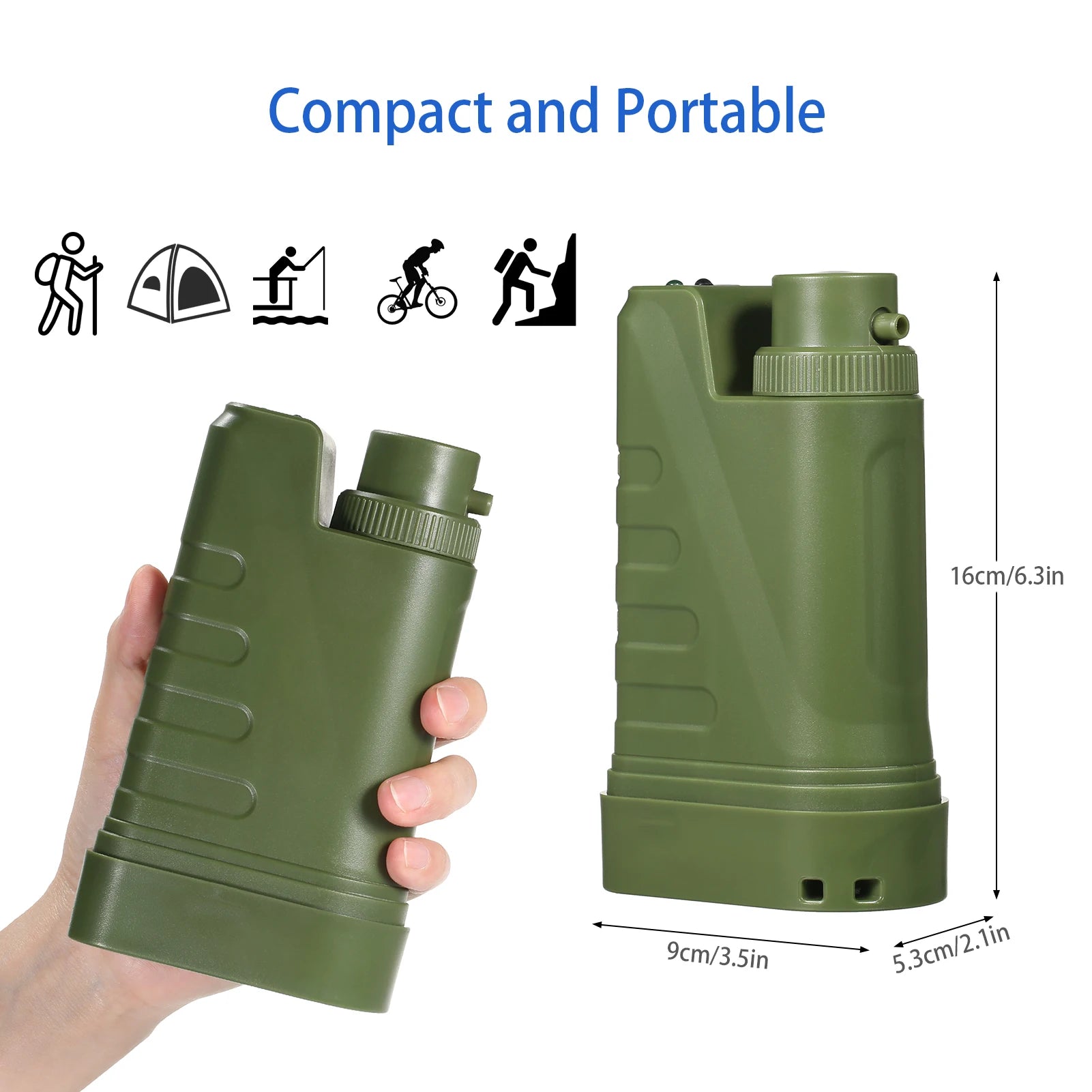 Electric Water Filtration System Survival Kit Portable USB Powered Water Filter with Night Light Compass Outdoor Camping Hiking