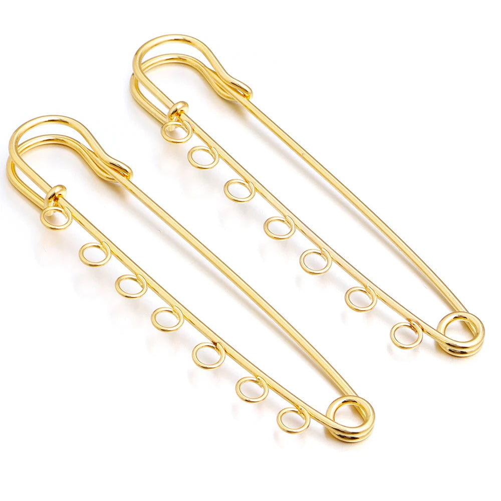 5-10pcs/lot Safety Pins Brooches Blank Base Brooch Pin With Loops Fasteners Pin For DIY Jewelry Making Brooch Charm Accessories