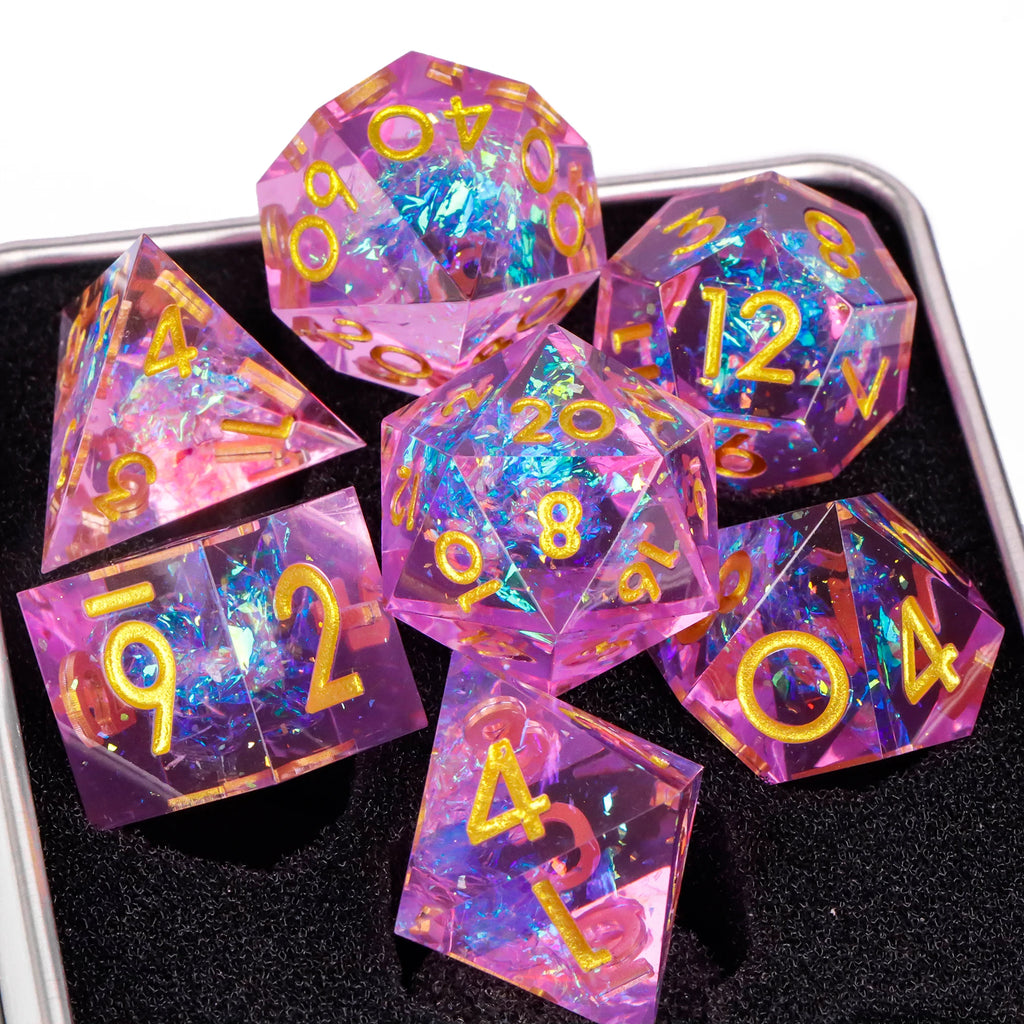 Blue Resin D&D Dice Set 7pcs Polyhedral Dice for Dungeons and Dragons, RPG Dice Role Playing Games D4, D6, D8, D10, D12, D20