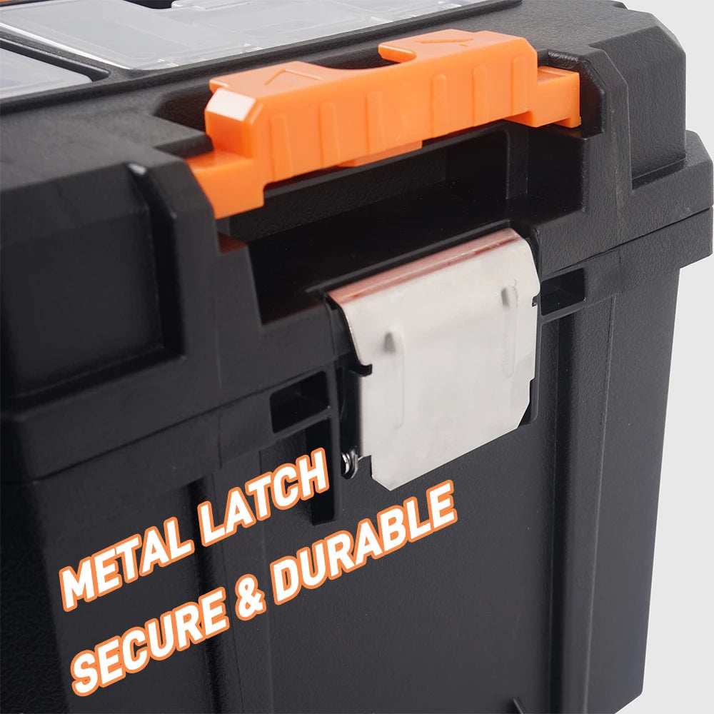 Portable Trolley Toolbox Set 17 "/19" /21 " Plastic Toolbox Set with Handle, Stackable, Multi-functional Tool Storage Box Set
