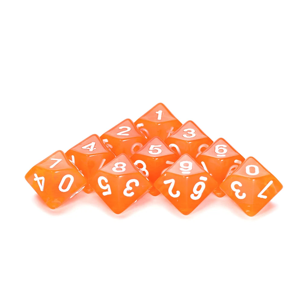 Board Game D10 Dice 10pcs Digital 0-9 Polyhedral Dice for Table Role Playing Game DND COC