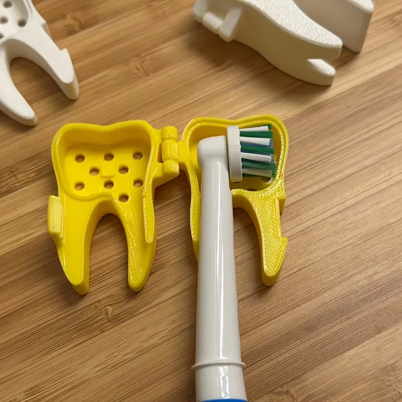 2Pcs Tooth Shaped Oral-B Brush Head Covers With Vent Holes Portable Travel Case Dust Proof Protective Caps Random Color for Trav