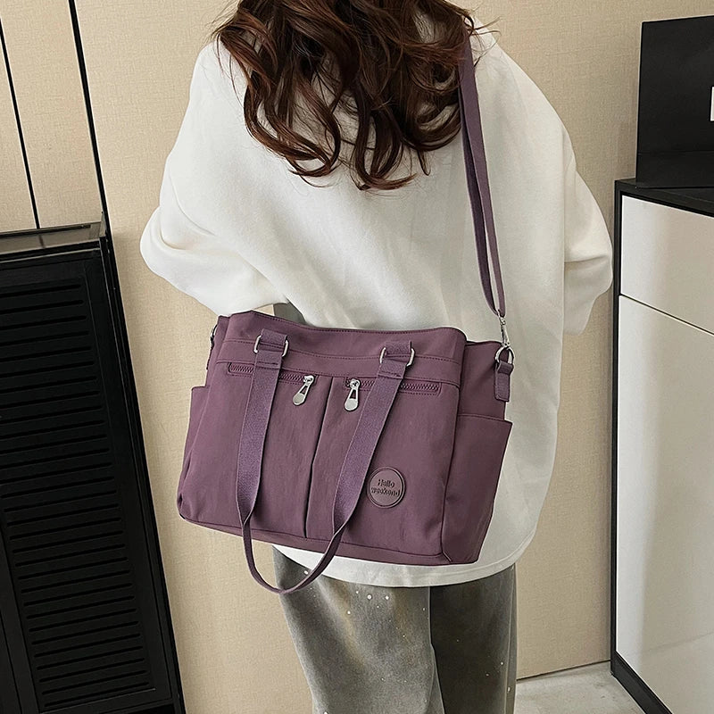 Nylon Solid Zipper Large Capacity Casual Tote Bag Multifunctional Durable Crossbody Bags Sweet Daily Commute Versatile Bags