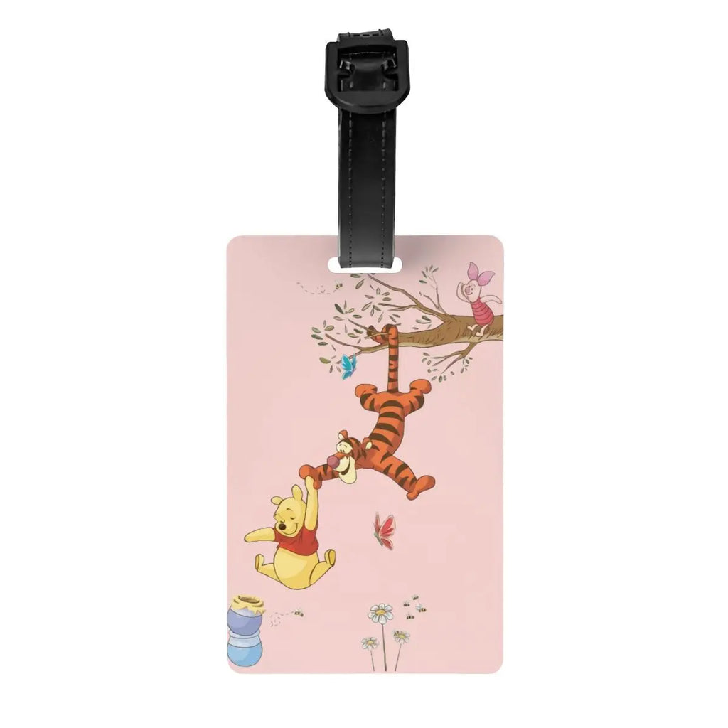 Custom My Friends Cartoon T-Tigger Pooh Luggage Tag Privacy Protection Baggage Tags Travel Bag Labels Suitcase