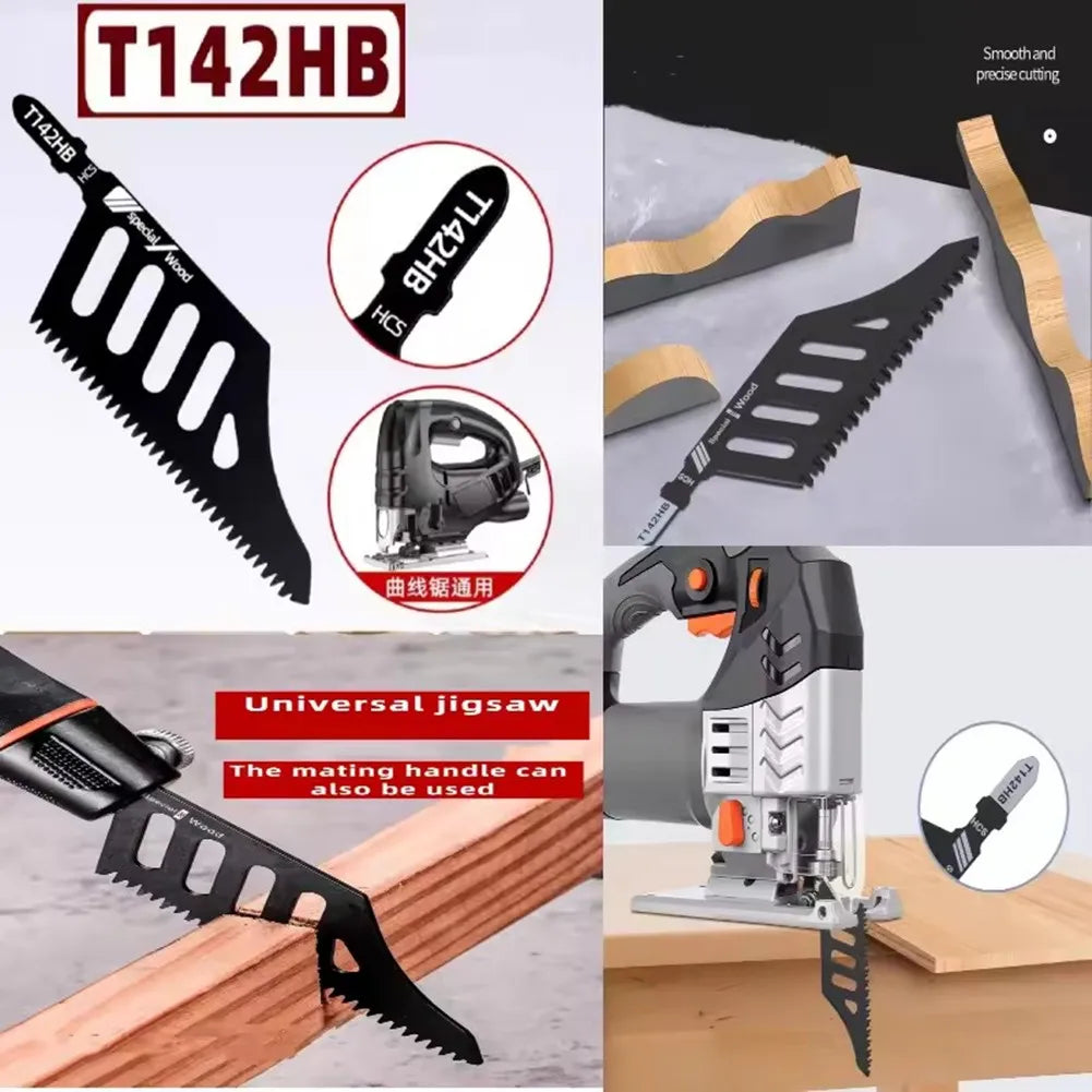 1/5Pcs T142HB Jig Saw Blade High Carbon Steel Curve Jigsaw Blade T Shank Flush Cutting Blades Replacement Woodworking Tool