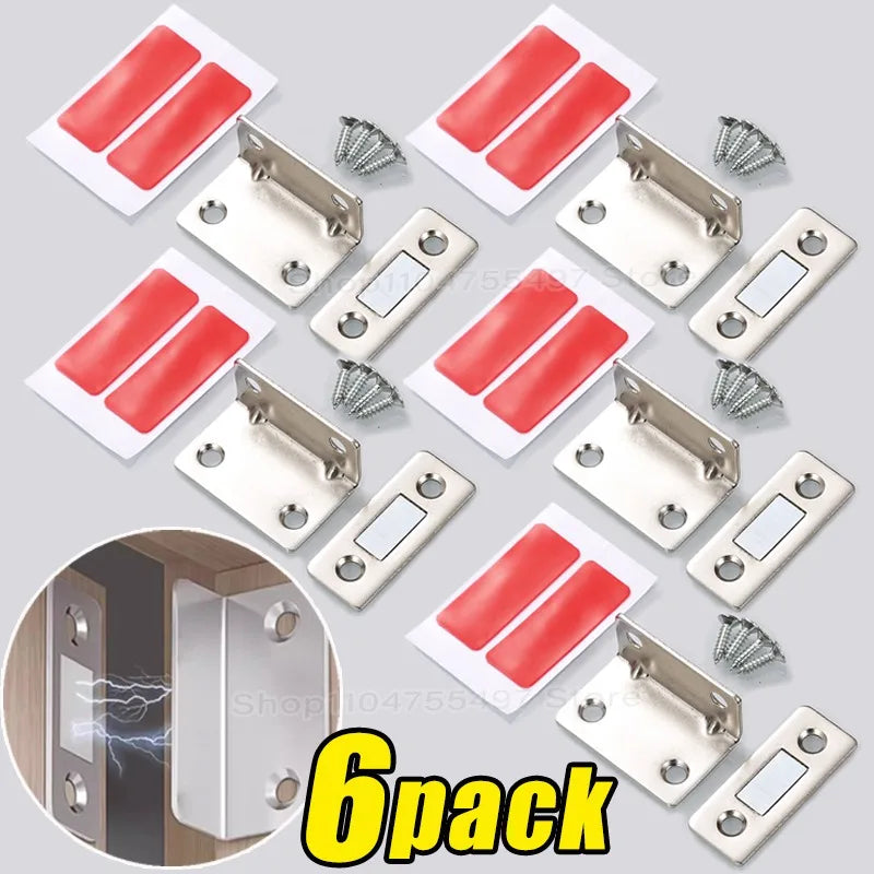 L-type Ultra Thin Door Strong Magnets Cabinet Catches Stopper Invisible Adhesive Drawer Magnet Lock for Kitchen Closet Closer