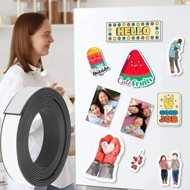 Self Adhesive Magnetic Tape Cuttable Rubber Magnetic Strip For Fridge Wall DIY Photo Poster Fixing Tape Home Office Storage Tool