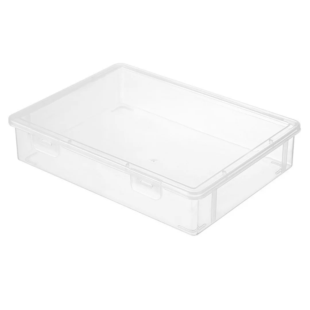 Stackable Clear A4 Document Storage Box Latch Lid Plastic Desktop Organizer Home Office Certificate Paper File Protection Holder