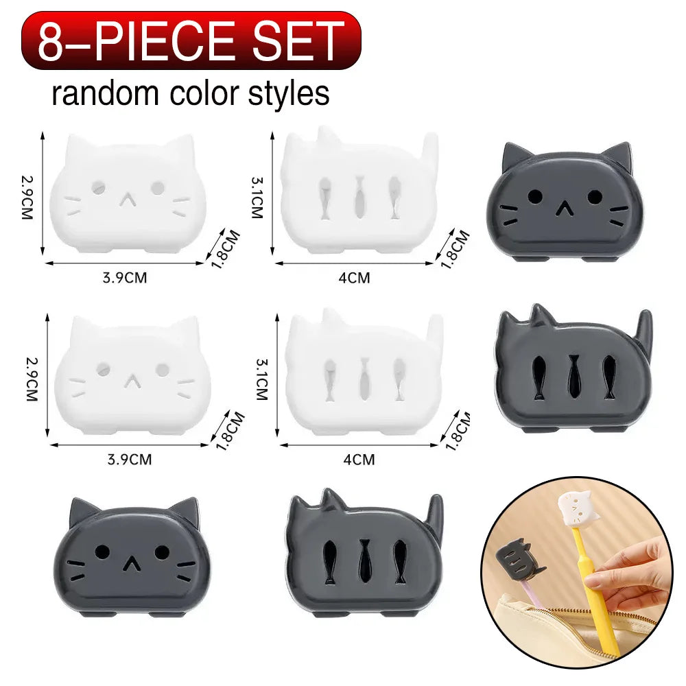 8/4/1PCS Lovely Cat Toothbrush Protective Cover Travel Portable Toothbrush Sleeve Cute Decor Toothbrush Storage Case