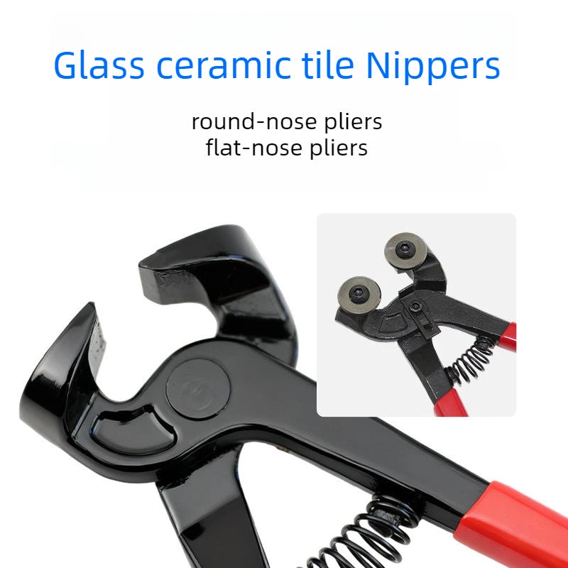 8 Inch Heavy Duty Glass Mosaic Nipper – Wheeled Ceramic Tile Nippers, Stained Glass Cutting Tool for Tiling
