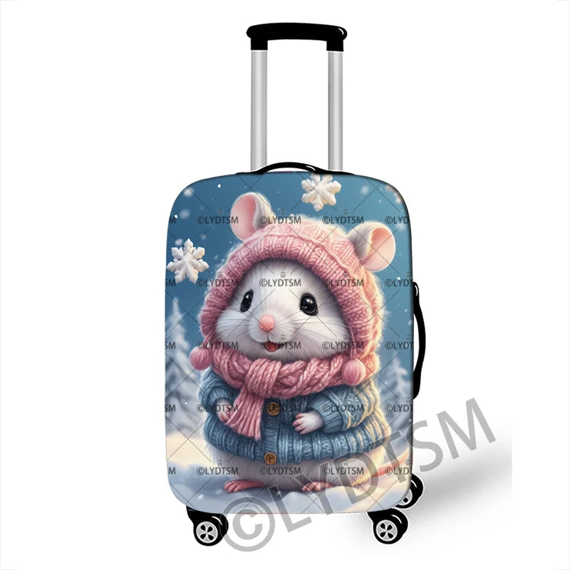 18-30 Inches Kawaii Cartoon Bear Rabbit Mouse Penguin Pattern Luggage Cover Cute Kitten Trolley Case Protective Suitcase Cover