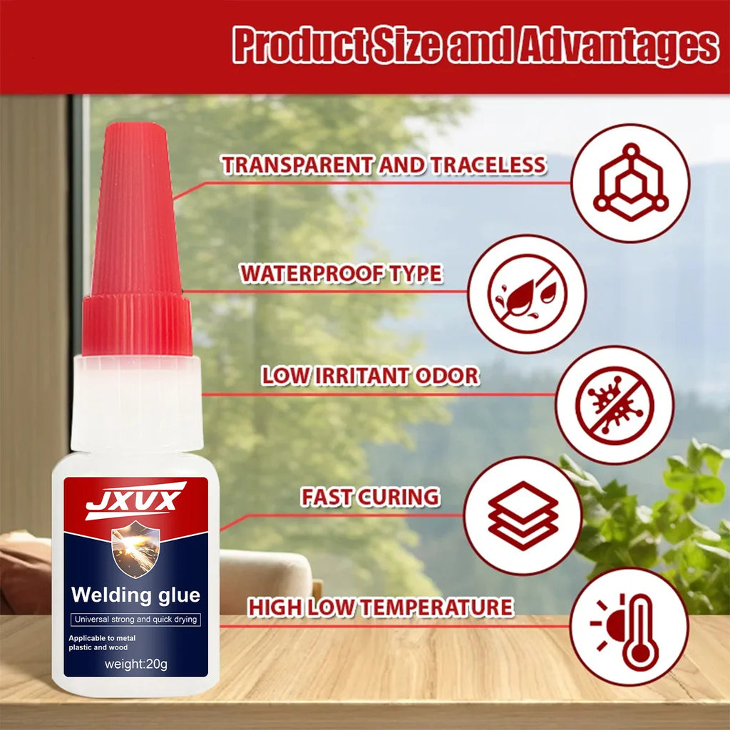 8-Pack (20g) Office-Use Oil-Based Welding Adhesive: Ready-to-Use Super Glue for Plastic, Metal, and Wood