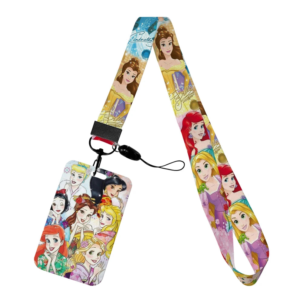 Disney Princess New Arrival Card Holder Student Keychain Girl Bus Metro Protective Case School Card Cover Kid Personalized Gifts
