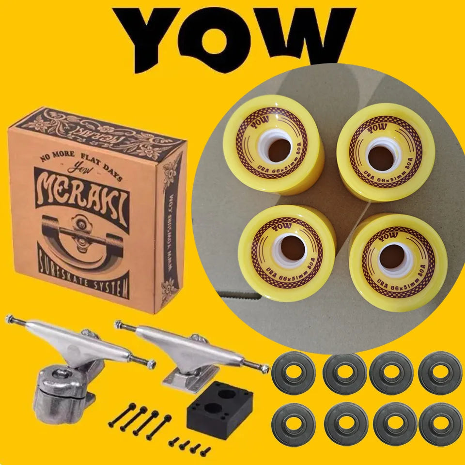 Genuine YOW land surf skateboard trucks longboard brackets with wheels and bearings together dish, good quality level