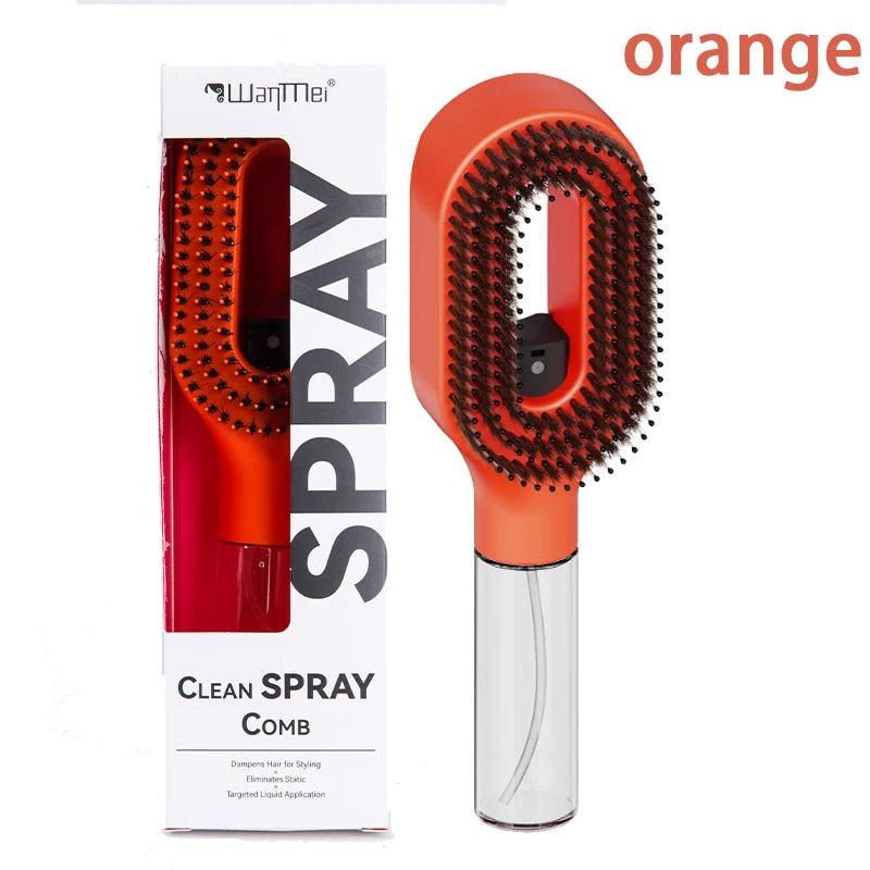 2in1 Spray Hair Brush Detangling Scalp Massage Comb with Water Mist Spray Anti-static Smooth Hair Styling Tool for Home & Travel