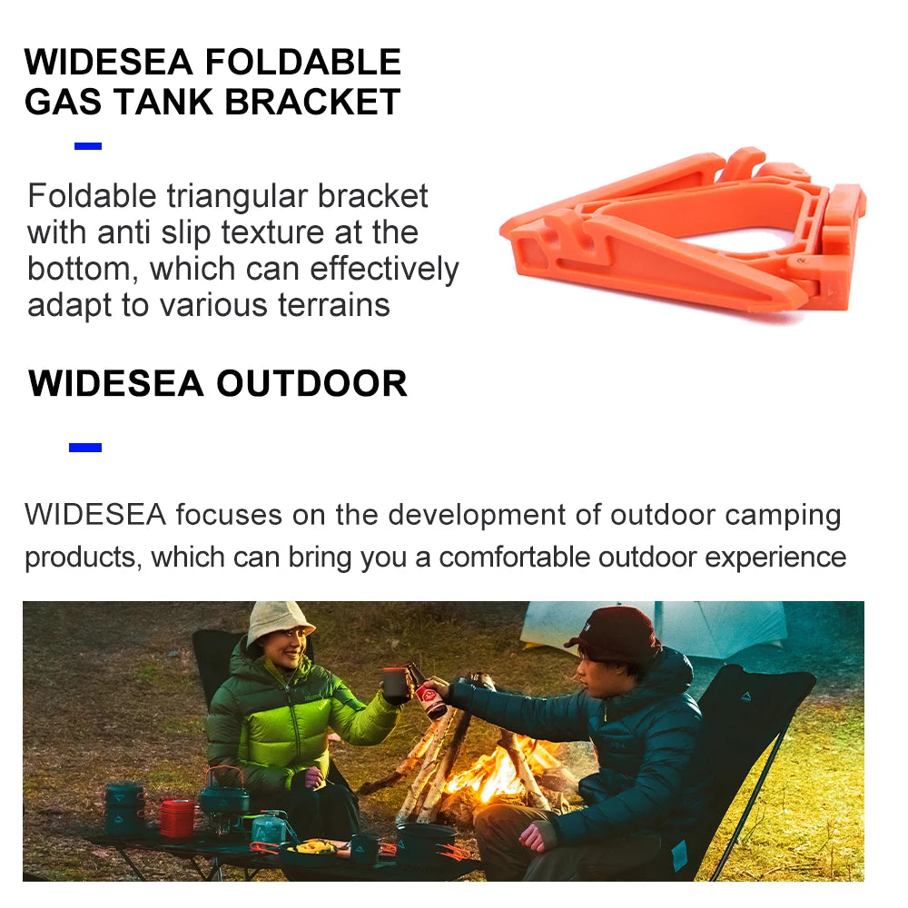 Widesea Foldable Gas Tank Bracket Outdoor Stove Accessories Base Camping Burner Flat Canister Tripods Holder Stable Tool Stand