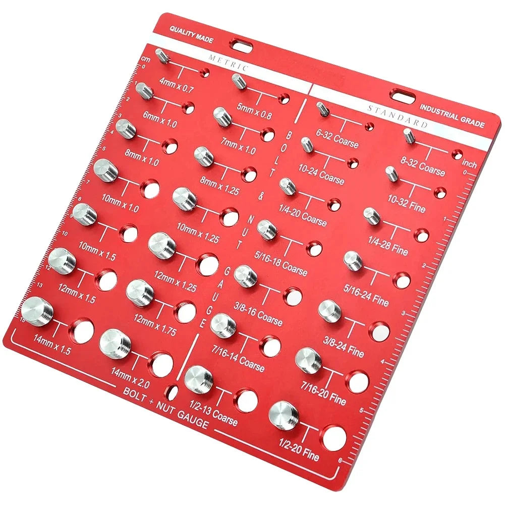 Nut and Bolt Thread Gauge Lightweight Metric Portable Aluminum Alloy Compact Exquisite Identification Imperial Nut Checker