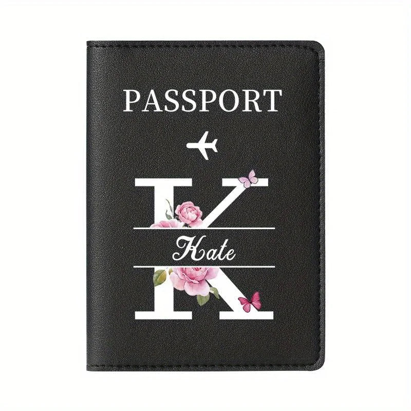 Personalized Custom Black Passport Holder with Custom Name - 26 Letters and Surname. Fashionable Foldable Travel Accessory
