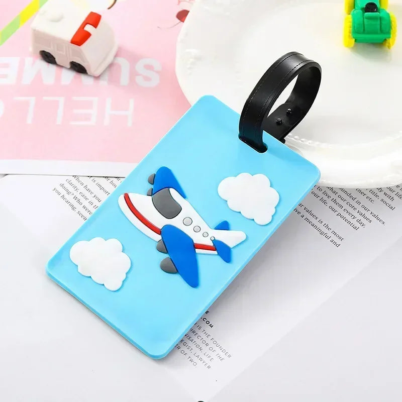 1PCS Colors Luggage Tags Backpack Bags Suitcase Name Tags Pendants Cute Cartoon Airplane Boarding Labels Travel Accessories