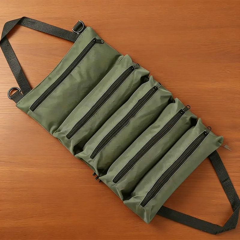 Professional Tool Bag for Mechanics Electricians Carpenters Oxford Roll Up Organizer Garage Storage Portable Multiple Zipper