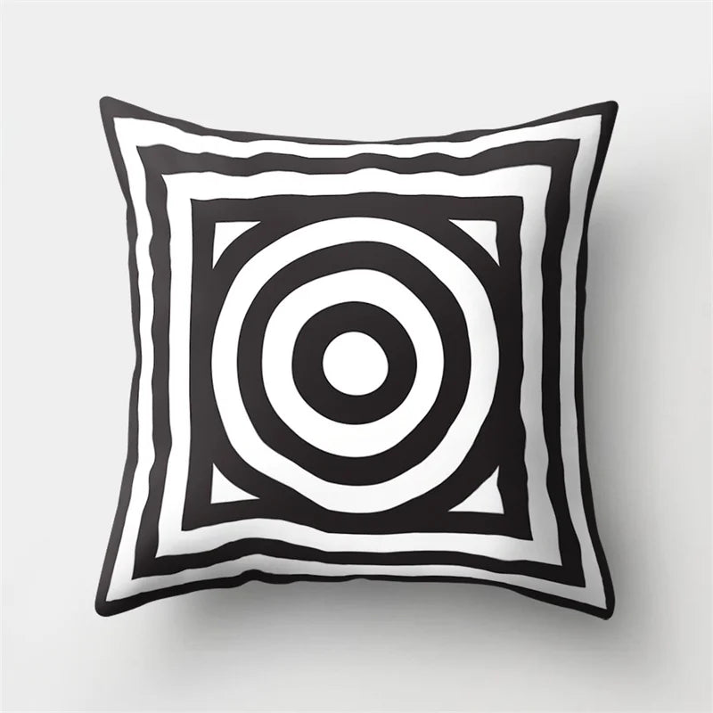 Black And White Geometric Portrait Double-sided Printed pillow cover Short plush Suitable living rooms sofas throw cushion cover