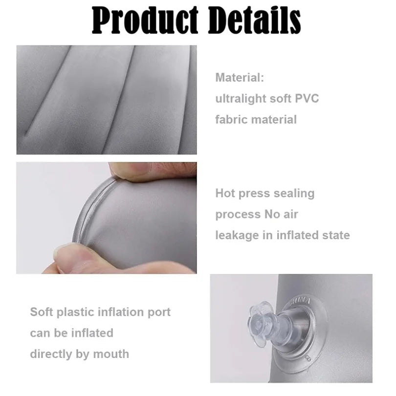 Flocking Inflatable Portable Neck Pillow That Can Be Stored And Self Filled Suitable For Outdoor Travel Business Trips camping