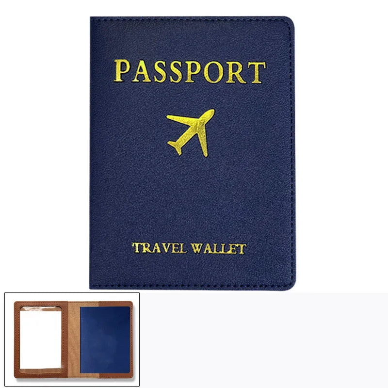 1pcs PU Leather Passport Cover Holder Women Men Passport Cover Flight Ticket Clip Multifunctional Passport Wallet Id Holder Case