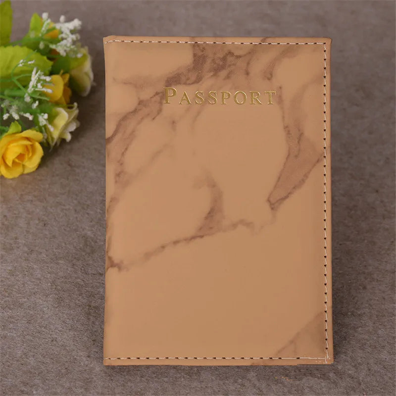 Fashion Women Men Passport Cover Pu Leather Marble Style Travel ID Credit Card Passport Holder Packet Wallet Purse Bags Pouch