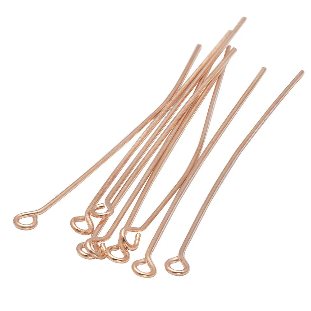 100PCS 2inches (50mm) Copper Flat Head Pins Open Eye Pins For Jewelry Making Basics Findings Accessories