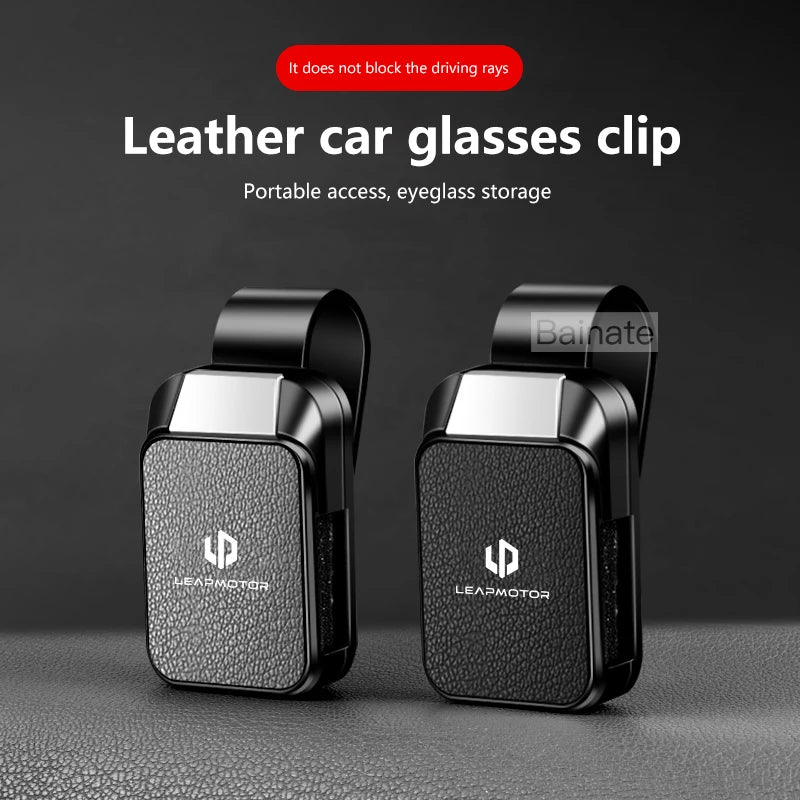 Car Sun Visor Glasses Case Storage Wear-Resistant Sunshade Sunglasses Holder, For Leapmotor C10 C11 C16 B01 B10 C01 2025 Leather