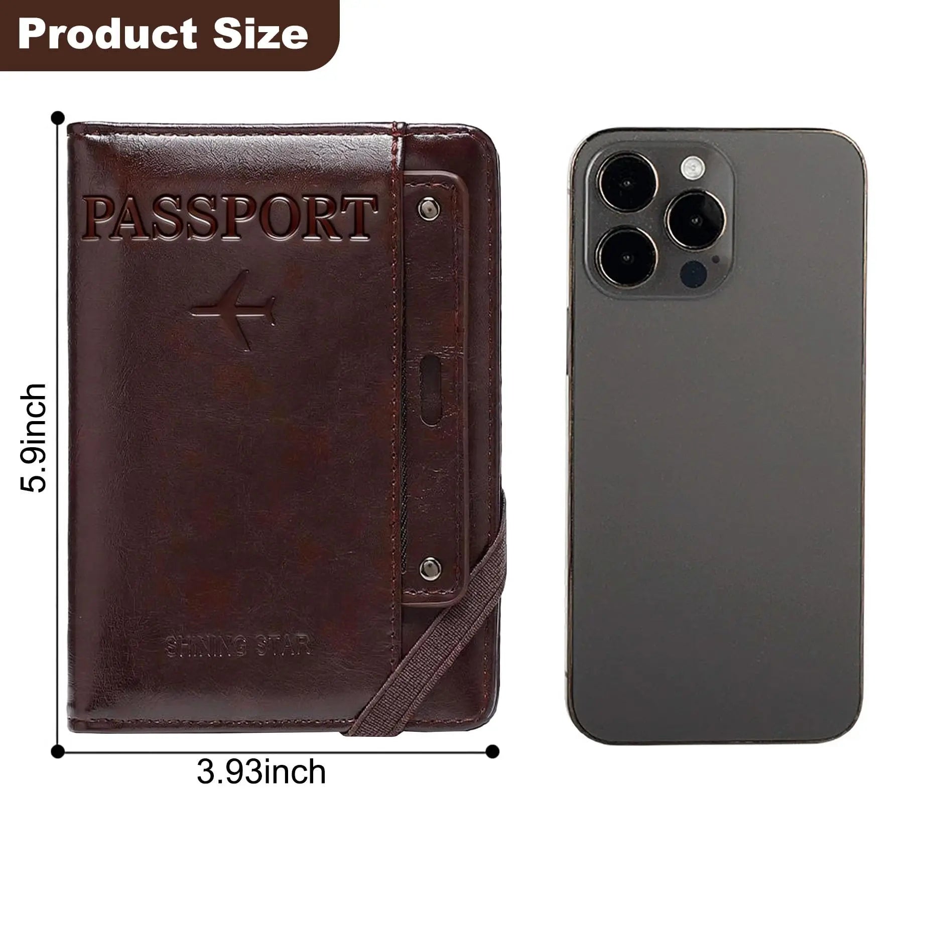 Men Women Leather Passport Holder Cover RFID Blocking Travel Wallet Passport Case with Pen Holder Dual SIM Card Slots