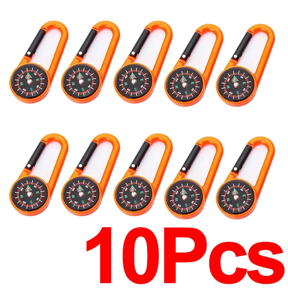 Outdoor Compass Carabiner Mini Camping Keychain Mountaineering Hiking Backpack Buckle with Compass Survival Children Gifts