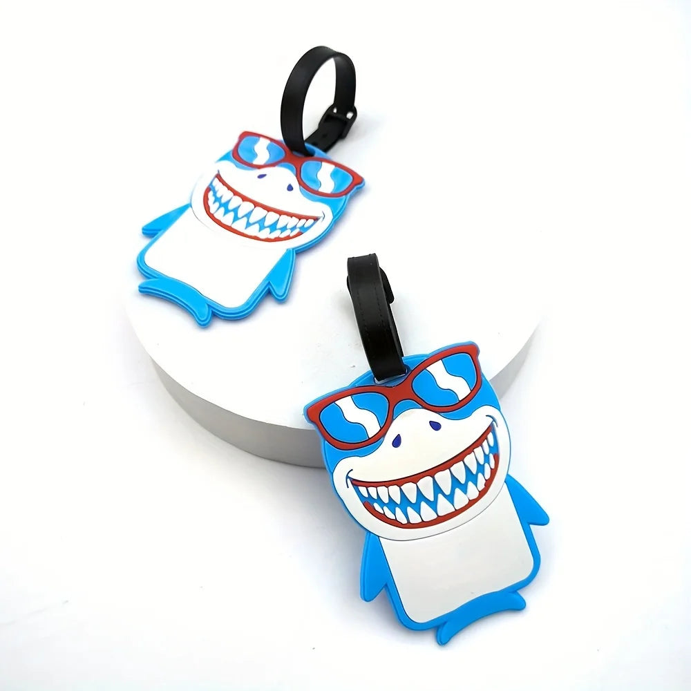 1pc Cute Cartoon Shark Shape Luggage Tag,School Bag Baggage Bag Tag,Airport Station Anti-lost Tag,Travel Accessories