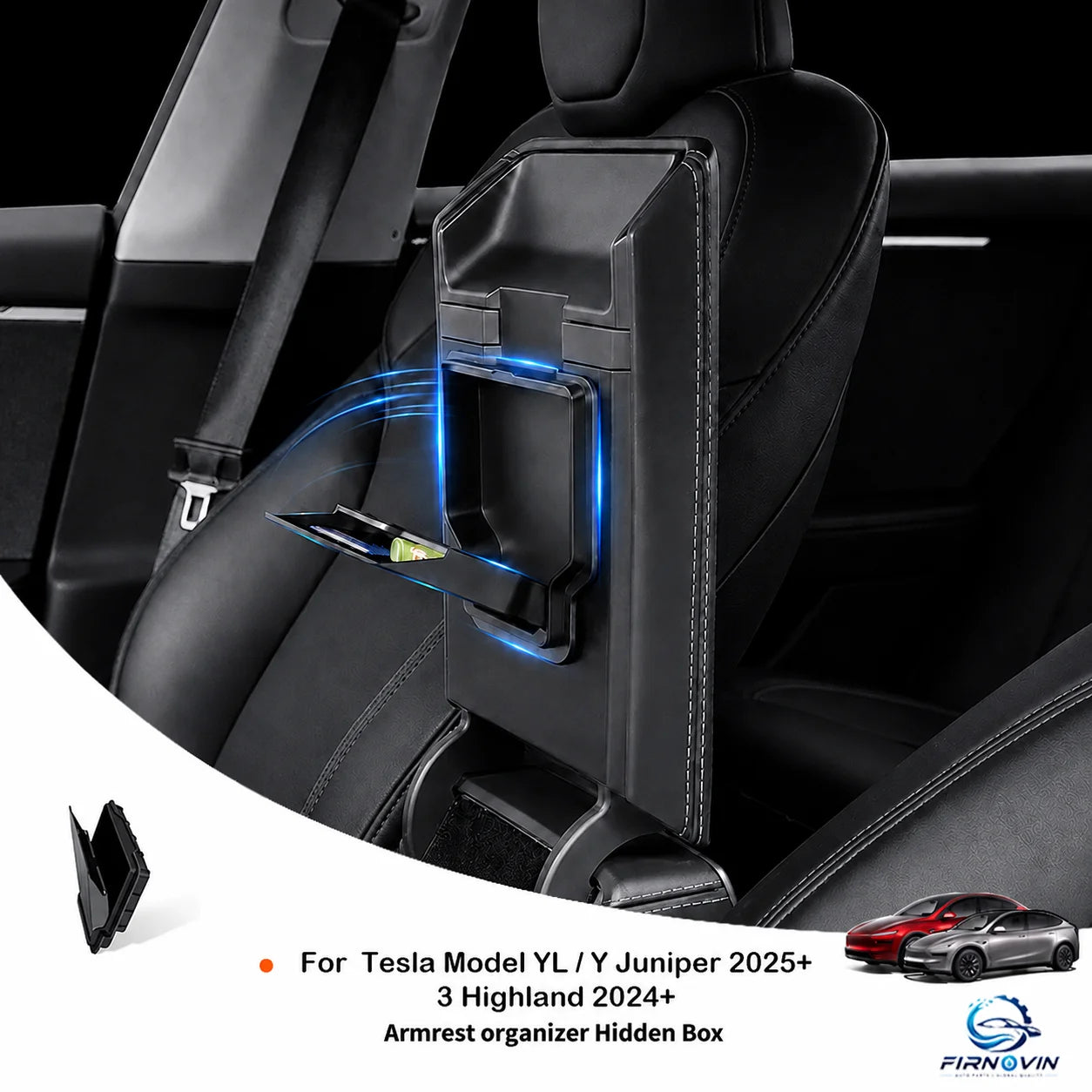For Tesla Model YL Y Juniper Launch Model 3 Highland Armrest Hidden Magnetic Storage Box Car Interior Organizers Case