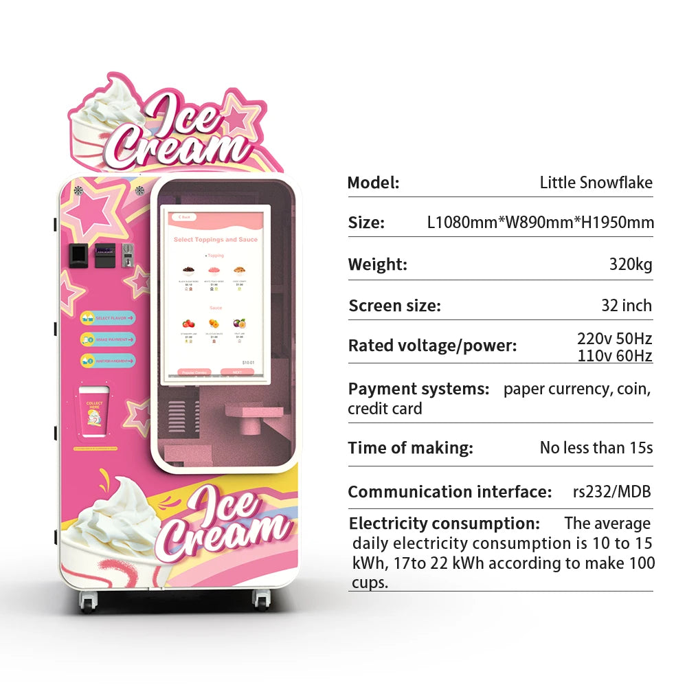 FOODLINE Customized Hot Sale Automatic Ice Cream Vending Machine for Shopping Mall Retail and Vending Operators