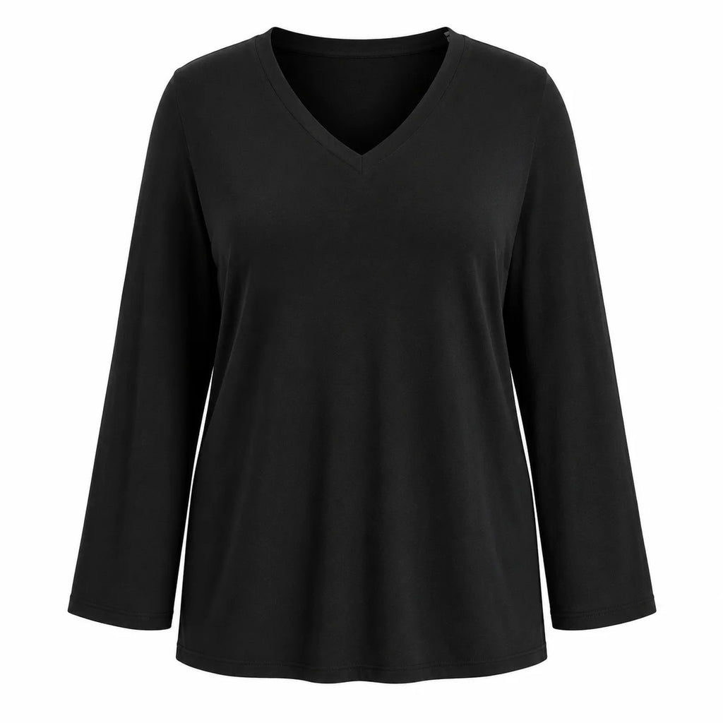 Gadinus Plus Size Women's V Neck Long Sleeve T Shirt Casual Loose Fit Basic Top
