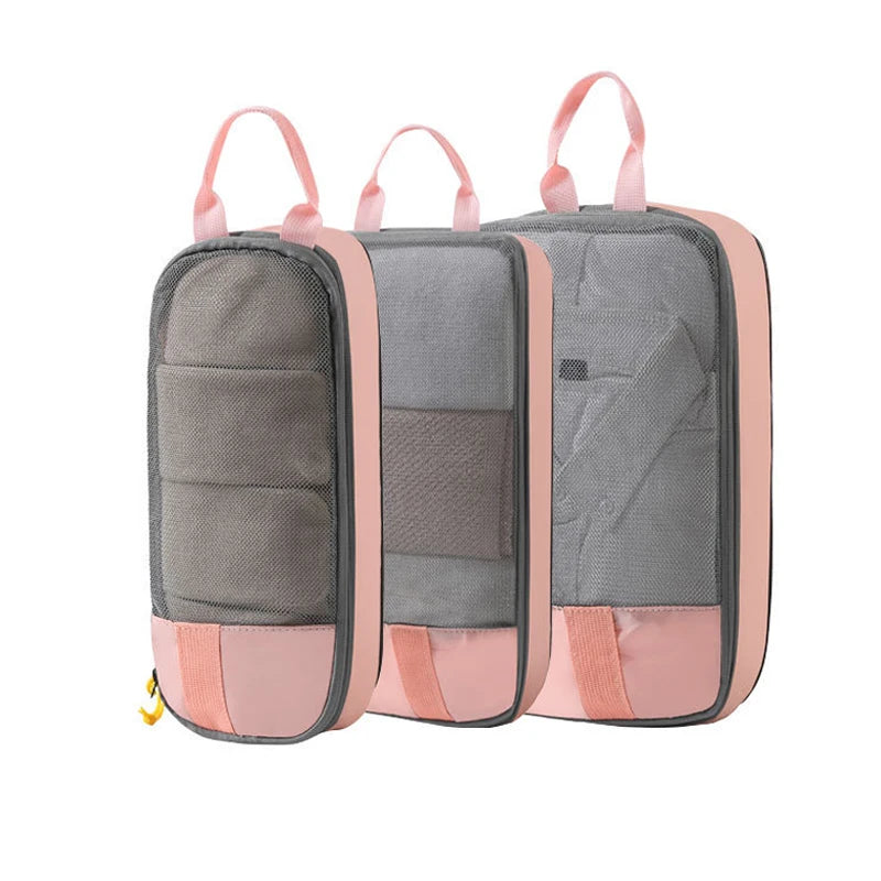 3pcs High Quality Packing Cubes Set Mesh Visible Travel Clothing Organiser Bag Portable Suitcase Pouch Compression Packing Cube