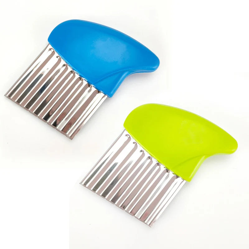 1/2Pcs Stainless Steel Wavy Potato Cutter, Multifunctional Wave Vegetable Slicer for Fries, Potato Strip Cutting Kitchen Gadget