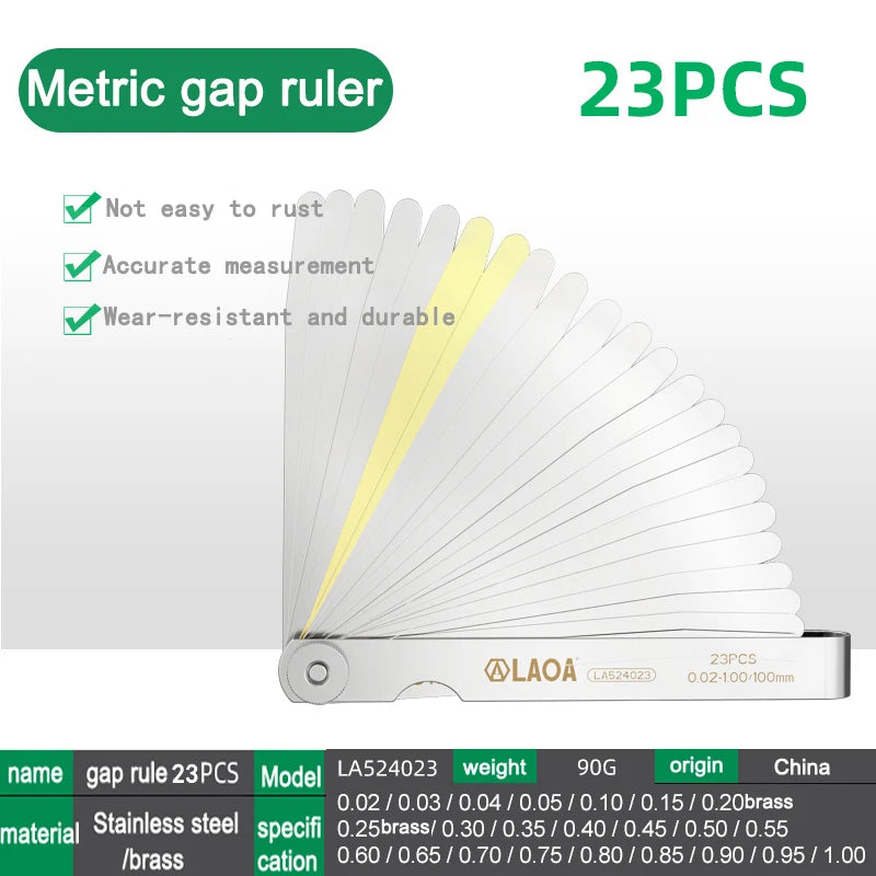 LAOA 14pcFeeler Gauge Metric Size 0.05-1mm Thickness Gauge Set Valves Foliage of Valves Spark Plug Gap For Measurement Probe Gap