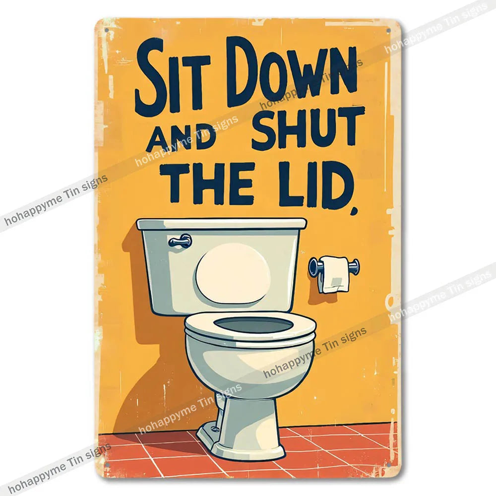 Retro Metal Tin Bathroom Signs Wall Decor for Home Restroom Vintage Toilet Humor Art Unique Gift Ideas